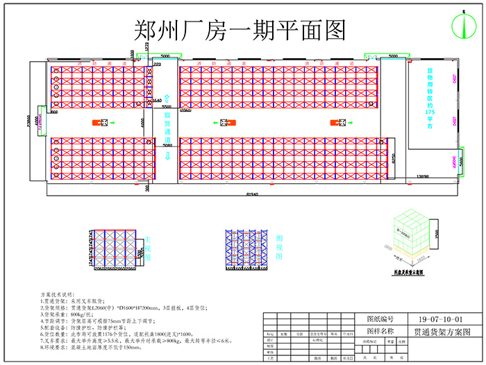 汽車(chē)行業(yè)倉庫貫通貨架方案布局圖